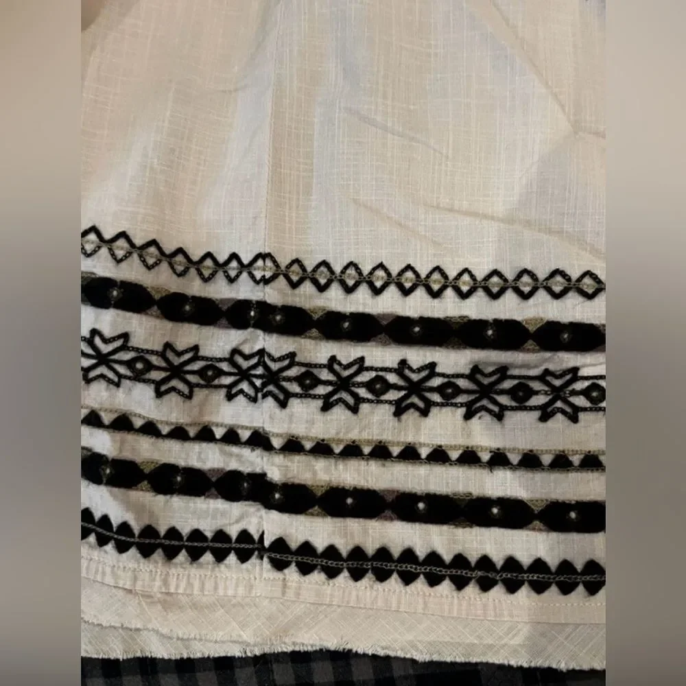 FREE PEOPLE Batiste Kashmir Embroidered Biscotti Strappy Tent Dress Size Small